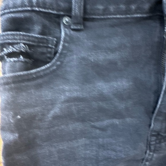 American Eagle Next Level Stretch Distressed Denim Mini Skirt, Black - Picture 7 of 8